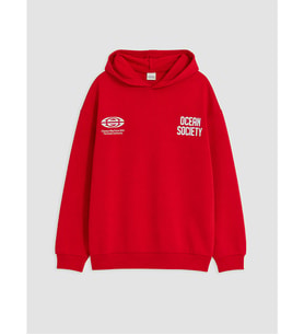 LCW Kids Kırmızı Kapüşonlu Erkek Çocuk Kalın Sweatshirt