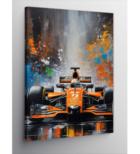 Kanvas Tablo Renkli Fon Formula 1 Aracı