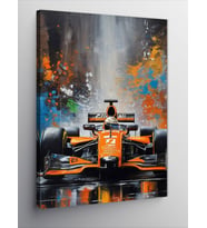 Kanvas Tablo Renkli Fon Formula 1 Aracı