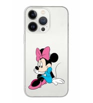 Apple iPhone 13 Pro Uyumlu Kapak Minnie Mouse Tasarımlı Şeffaf Silikon Kılıf