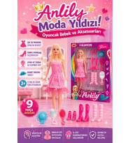 Anlily Moda Yıldızı 30 cm Oyuncak Bebek ve Aksesuar Seti Pembe Elbiseli Kız Çocuk Oyuncağı