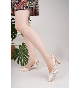 Nesil Shoes Uraz 500 Ten Saten Çift Toka Kadın Sandalet