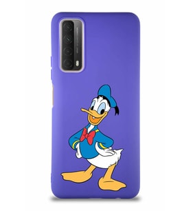 Huawei Y7A Soft Premier Kapak Donald Duck-C Tasarımlı Silikon Kılıf - Mor (Şeffaf)