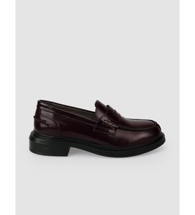 %100 Hakiki Deri Bordo Açma Kadın Loafer Ayakkabı