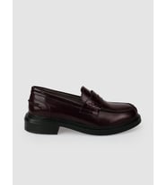 %100 Hakiki Deri Bordo Açma Kadın Loafer Ayakkabı
