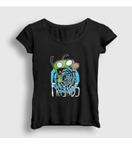 Presmono Kadın Siyah Me And The Squirrel Are Friends Gir Invader Zim T-Shirt 449029tt