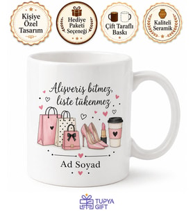 Alışveriş Listesi Temalı Baskılı Kupa Bardak Eğlenceli Hediye Porselen Mug