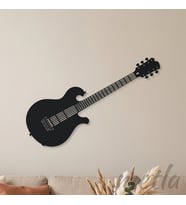 Elektro Gitar Metal Duvar Tablosu Mat Siyah - Gitaristlere ve Müzik Severlere Hediye