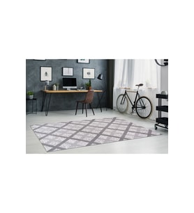 ElifÇe Home 120 x 250 cm Gri - Kaymaz Tabanlı, Dekoratif ve Yıkanabilir
