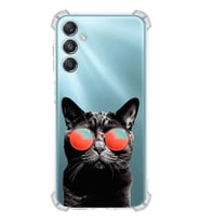 PrintiFy Samsung Galaxy M34 5G Uyumlu Kedi 3 Baskılı Şeffaf Köşe Korumalı Antişok Kılıf