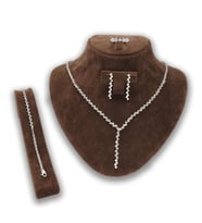 Kadın Gümüş Set - Alin Su Yolu Set - Düğün - Nişan - Söz - Sevgiliye - Eşe Takım (Beyaz)