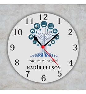 Teknoloji Ve Bilişim Temalı Ofis Duvar Saati - Yazılımcıya Özel İsimli Metal Saat