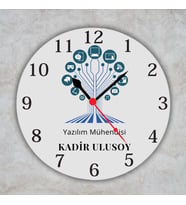 Teknoloji Ve Bilişim Temalı Ofis Duvar Saati - Yazılımcıya Özel İsimli Metal Saat