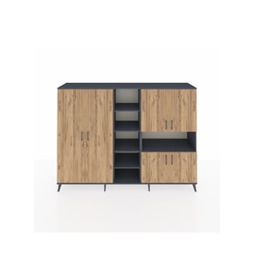 Hyperion Dolap 13 Raflı 6 Kapaklı 220x44x163 Antrasit-Çam/Antrasit
