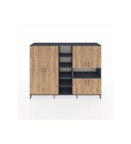 Hyperion Dolap 13 Raflı 6 Kapaklı 220x44x163 Antrasit-Çam/Antrasit