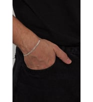 3mm Barlı 925 Ayar Gümüş Erkek Zincir Bileklik Veb-5024