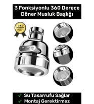 Ayarlanabilir Sert Plastik Krom 3 Fonksiyonlu 360 Derece Döner Tasarruflu Lavabo Başlığı Musluk Ucu