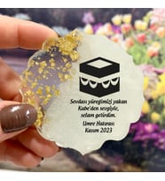 Epoksi Magnet Hediyelik - ETİKET DEĞİLDİR!! - Kabe Tasarım - Hac, Umre, Hatırası (Gold)
