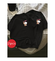 Sevgili Kombini Ayıcık Kalp Baskılı Çift Tişört Oversize Unisex Partner Kombin Seti