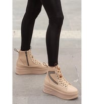 Mergenshoes Bf950 Bej Kalın Taban Kadın Bot