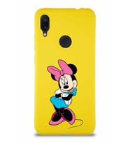 Xiaomi Redmi Note 7 Soft Premier Kapak Minnie Mouse-D Tasarımlı Silikon Kılıf - Sarı (Şeffaf)
