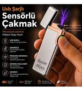 Kişiye Özel Çift Yön Baskı Seçeneğiyle Usb Şarjlı Çakmak - Hemen Kargo