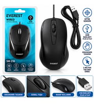 KABLOLU USB - IŞIKLI SİYAH OPTİCAL MOUSE 1200 DPI SM-216 (5343)