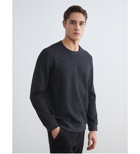 LCWAIKIKI Classic Siyah Bisiklet Yaka Erkek Sweatshirt