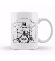 Vitruvian Man Drum Kit Black Lines Kupa Bardak Porselen