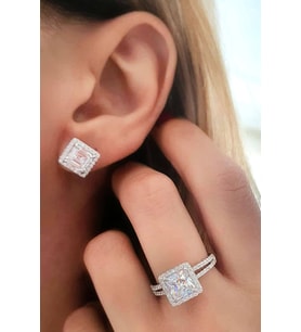 Swarovski taşlı gümüş lüks yüzük küpe takım