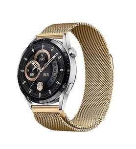 Huawei GT2 46mm Uyumlu Zore Band-12 22mm Metal Hasır Kordon (Gold)