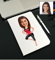 Kişiye Özel Yogacı Tasarımlı Karikatürlü Beyaz Defter Kalem Seti 49