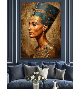 Mısır Kraliçesi Nefertiti Portresi Dekoratif Kanvas - Mdf Ahşap Tablo