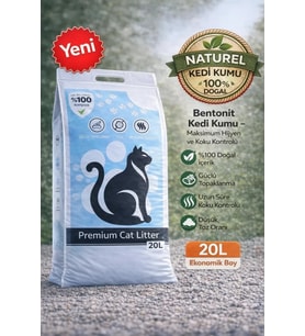 Bentonit Doğal Tozsuz Kedi Kumu 20 Litre %100 Beyaz Bentonit Kalın Taneli Kokusuz Topaklanan Premium