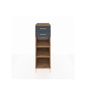 Kronos Dolap 2 Raflı 2 Çekmeceli 44x59x134 Çam-Antrasit