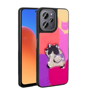 Xiaomi Redmi 12 4G Uyumlu Kılıf Parlayan Kabartmalı İkonik Figürlü Zore Amas Silikon Kapak