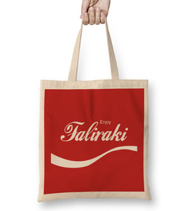 Enjoy Faliraki Coke Logo Bez Çanta Uzun Saplı