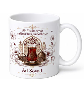 Çay'ın Tarihi Dokusu Afyon Hatırası Kupa Bardak Hediye Porselen Mug