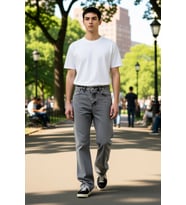 Erkek Moda Baggy Fit Bol Kot Pantolon Pamuk Regular Boy Geniş Paça Günlük Stiller Modern Tasarım