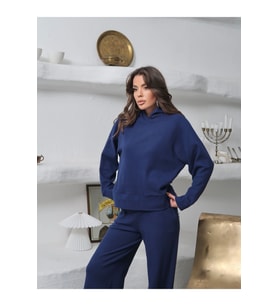 Kadın Alexa Yumoş Triko Kapüşonlu Reglan Kol Bluz Pantolonlu Takım