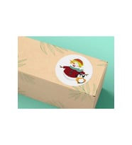 Kardan Penguen Snow Man Etiketi Kardan Adam Yuvarlak Mat Çıkartma Round Sticker 3 Cm (100 Adet)