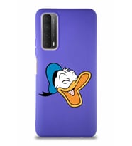 Huawei P Smart 2021 Soft Premier Kapak Donald Duck-E Tasarımlı Silikon Kılıf - Mor (Şeffaf)