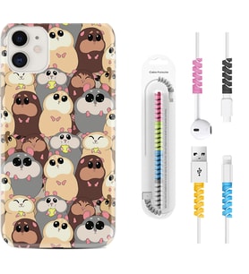 Apple iPhone 11 12 13 Mini Kılıf Kablo Koruma Spiral Silikon Sevimli Hayvanlar 1730