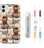 Apple iPhone 11 12 13 Mini Kılıf Kablo Koruma Spiral Silikon Sevimli Hayvanlar 1730