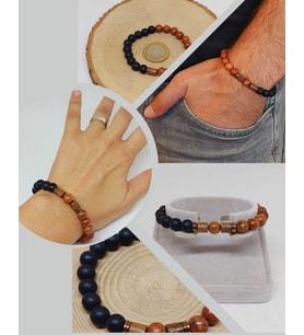 Kan Ağacı & Oniks Taşı 8mm Unisex Tasarım Bileklik Hawaii Model (5130)