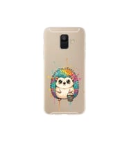 Samsung Galaxy A6 (2018) ile Uyumlu Splash Kirpi Tasarımlı Şeffaf Silikon Kılıf
