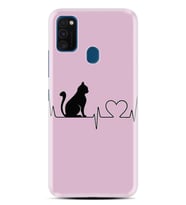 Samsung M21 M22 M23 M30 M31S M32 Kılıf Desenli Silikon Pink Cat Heart 1303