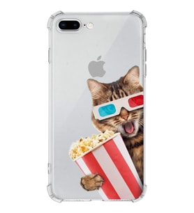 PrintiFy Apple iPhone 7 Plus Uyumlu Kedi 1 Baskılı Şeffaf Köşe Korumalı Antişok Kılıf