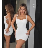 Intive Sugar Beyaz Dantel Detaylı Çapraz Askılı Sırt Mini V Yaka Feminen Gecelik