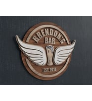 BK Gift Kişiye Özel Tasarım Yuvarlak Ahşap Bar Tabelası 35cm, Home Bar Tabela, Rustik Ev Dekorasyonu, Arkadaşa Hediye